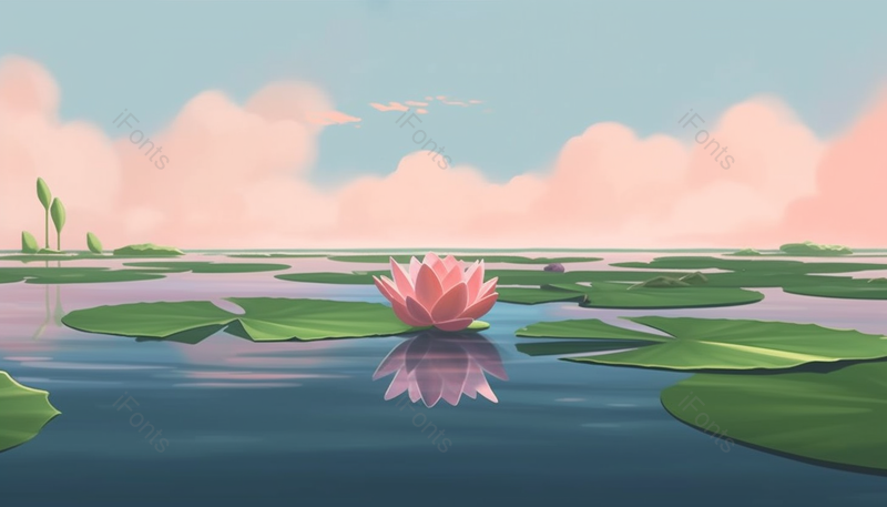 唯美夏至荷塘的荷花插画背景,插画/手绘图,插画/手绘图库,插画/手绘图下载,插画/手绘